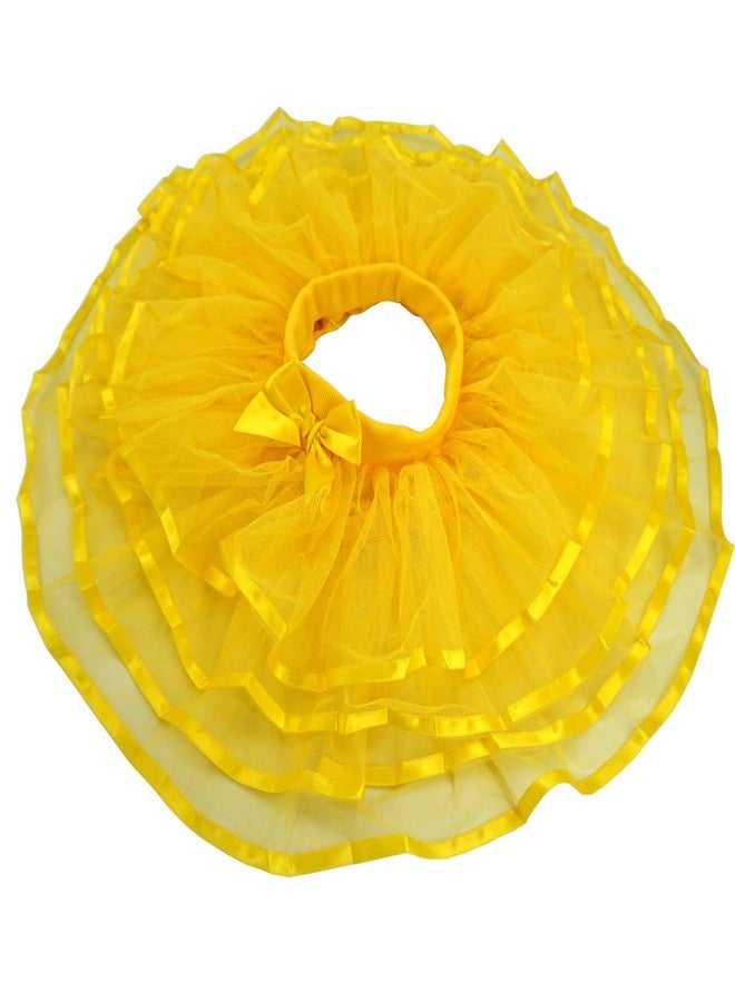BGFKS 4 Layered Tulle Tutu Skirt for Girls with Hairbow or Birthday Sash,Girl Ballet Tutu Skirt (Yellow, 5-7 Years) - Image 2